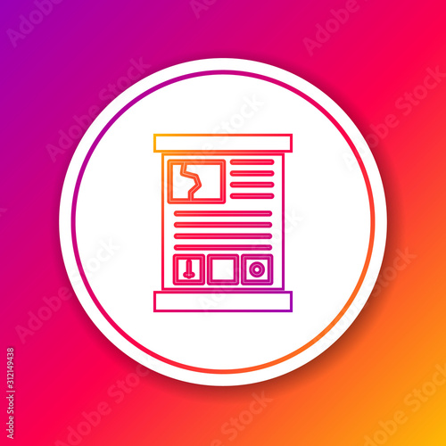 Color line Game guide icon isolated on color background. User manual, instruction, guidebook, handbook. Circle white button. Vector Illustration