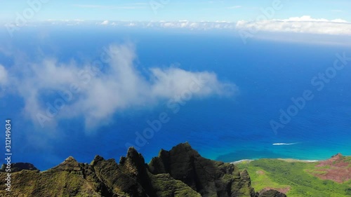 eautiful Nature of Hawaii - Mountains on Kauai, Kalepa ridge trail near Kanapali beach photo