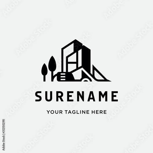 snow removal and contraction logo design real estate inspiration vector icon illustration custom logo design vector