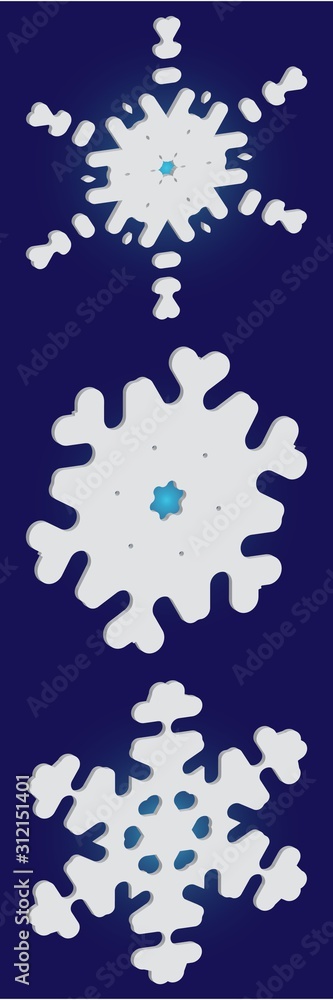 Cute snowflake with shadow on blue background. Cute snowflake with shadow on blue background.
