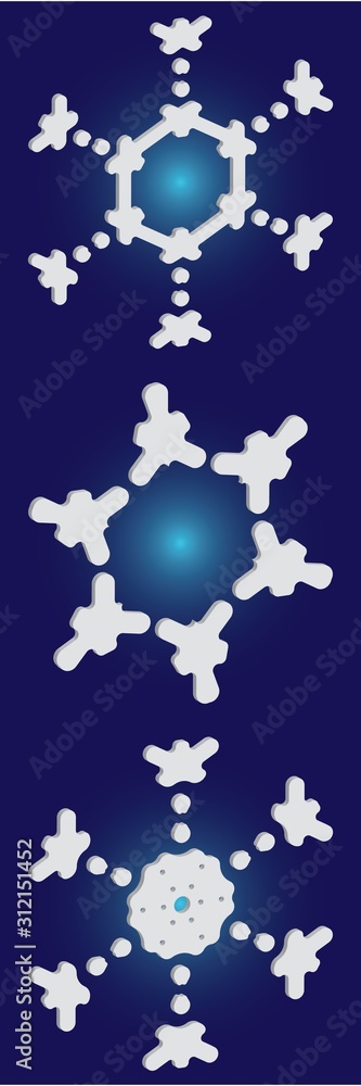 Obraz premium Cute snowflake with shadow on blue background.