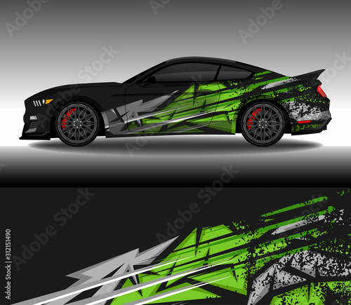 Car wrap decal livery design vector, rally race car vehicle sticker and tinting.