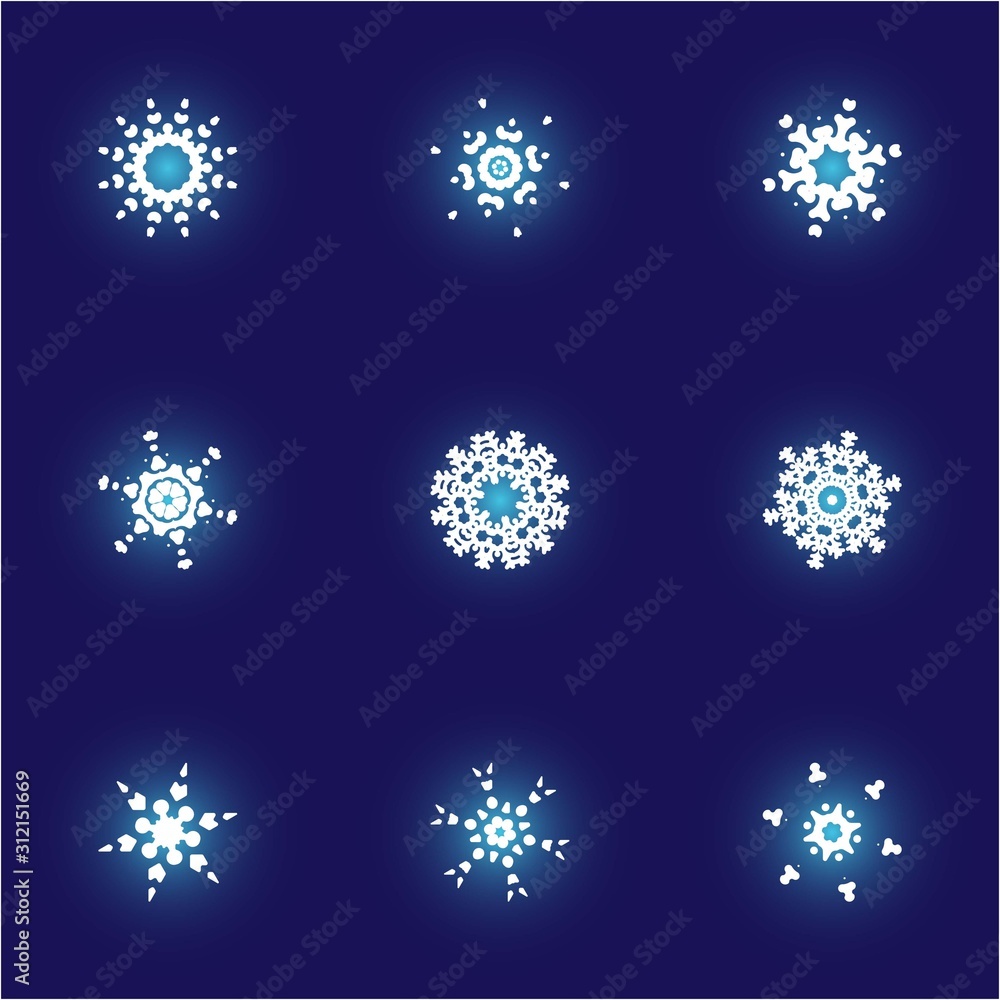 Cute snowflake with shadow on blue background. Cute snowflake with shadow on blue background.