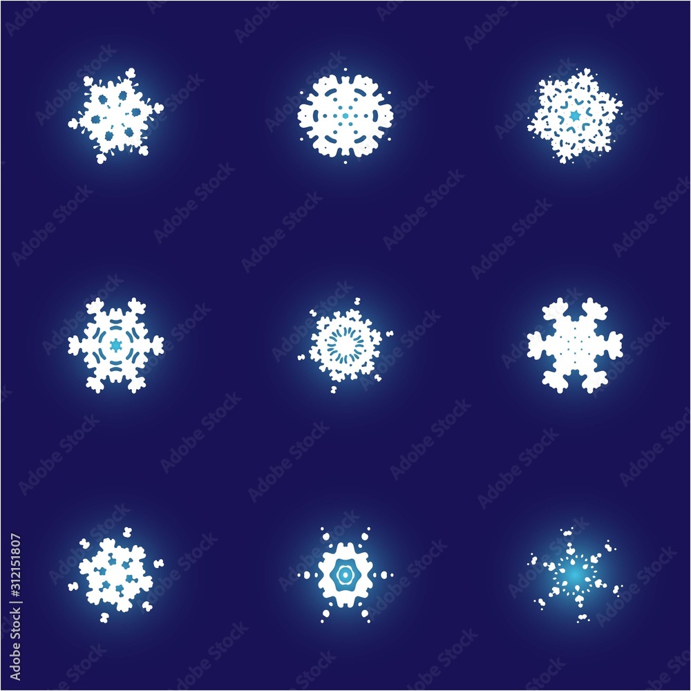 Cute snowflake with shadow on blue background. Cute snowflake with shadow on blue background.
