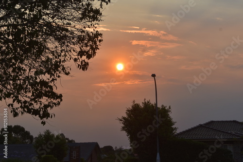 sun set in evening