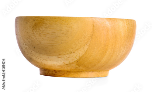 wooden plate, bowl, isolated on white background