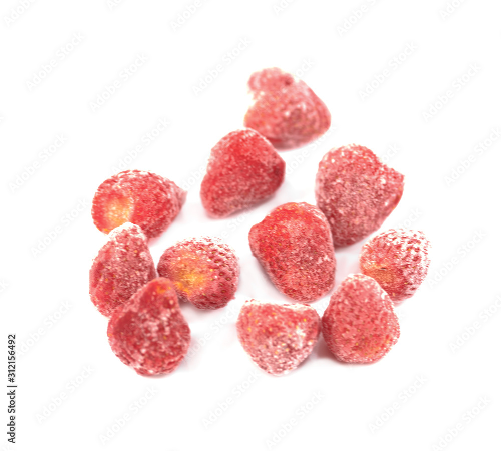 Frozen strawberry on white background Frozen strawberry on white background