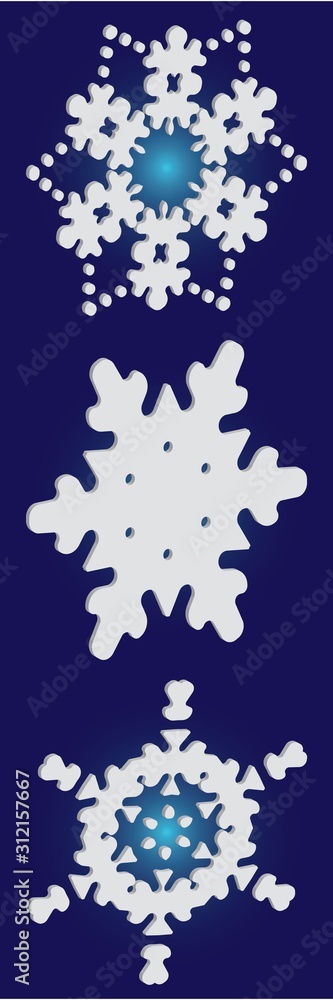 Set of christmas 3d snowflakes on blue background. Set of christmas 3d snowflakes on blue background.