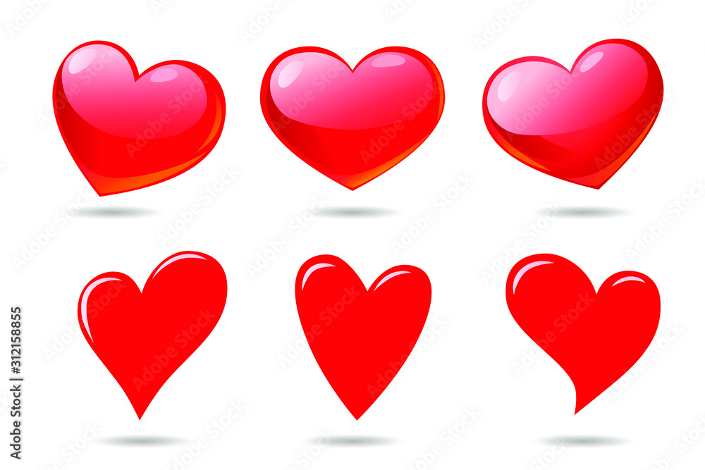 Vector set of shiny hearts element for design Vector set of shiny hearts element for design