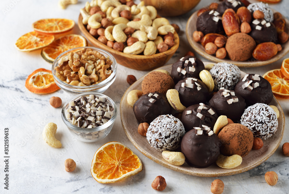 Dietary candies from dried fruits and nuts Dietary candies from dried fruits and nuts