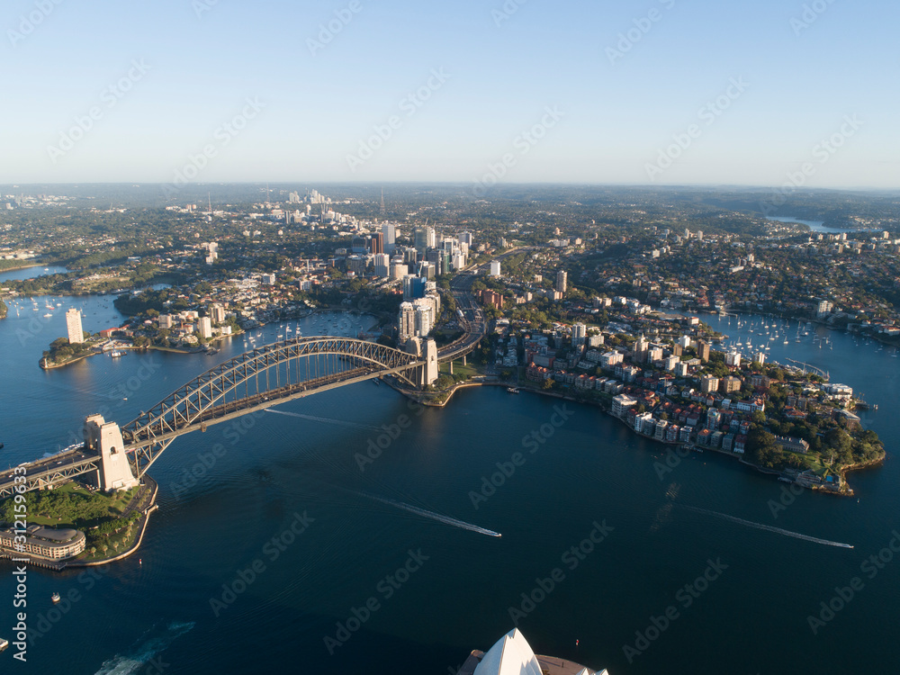 Sydney Harbour cityscape from air
