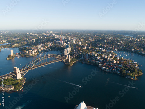 Sydney Harbour cityscape from air