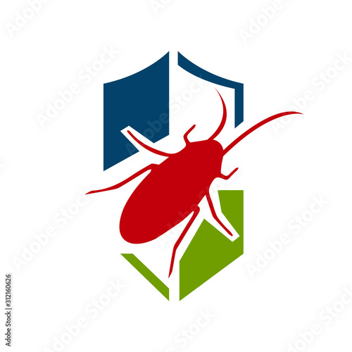 pest control logo design vector insect protection examination icon template illustration