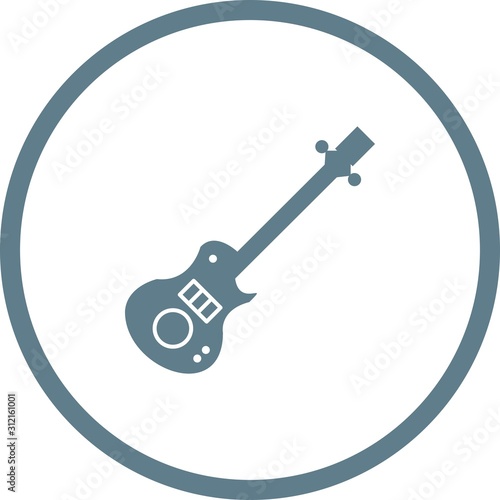 Unique Electric Guitar Vector Glyph Icon