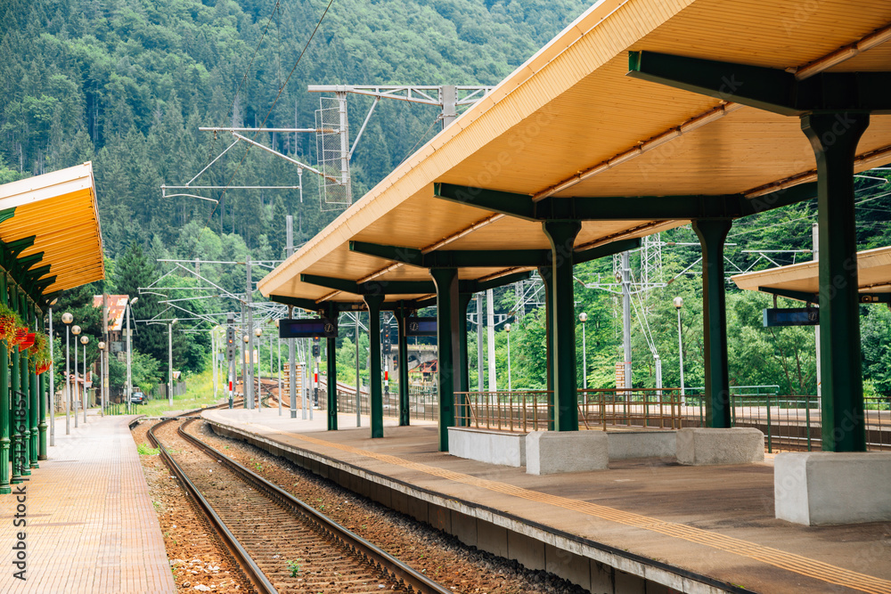 Sinaia railway station platform in Romania Sinaia railway station platform in Romania