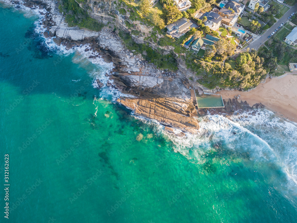 Top down aerial of Sydney beach