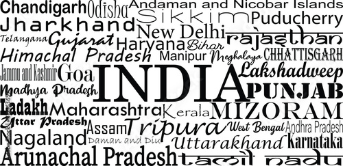 Indian all states and union territories names in one image easy to use and color edit