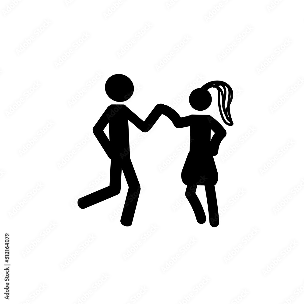 stick man young man and girl dancing in couple isolated on white background stick man young man and girl dancing in couple isolated on white background