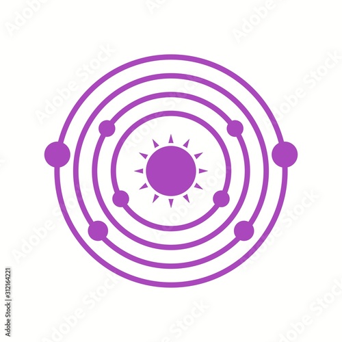 Unique Planet Orbitting Sun Vector Glyph Icon