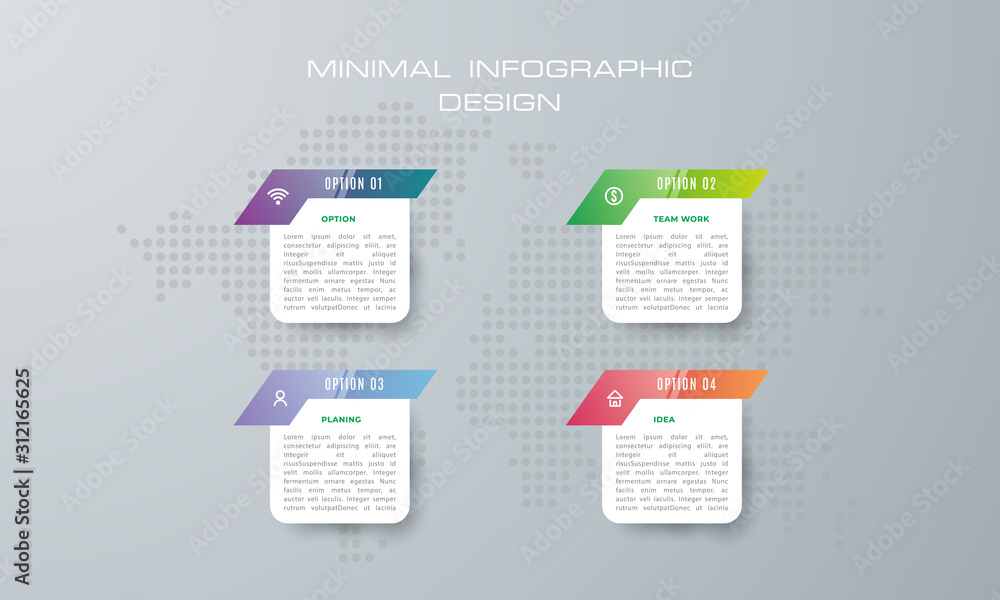 Infographic template with 4 options, workflow, process chart,Timeline infographics design vector can be used for workflow layout, diagram, annual report, web design, steps or processes. - Vector.