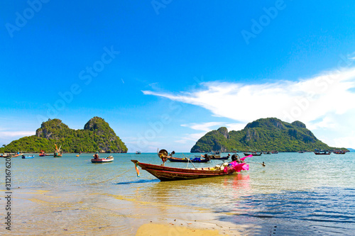Beach Baan Koh Teap beach with boat