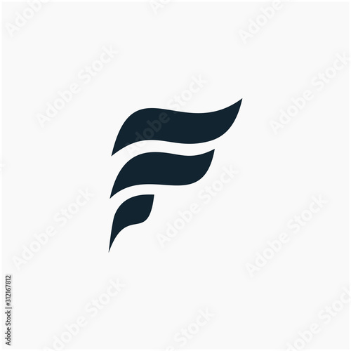 logo letter F with ribbon swoosh wave. The logo can be used for business consulting and financial companies - vector