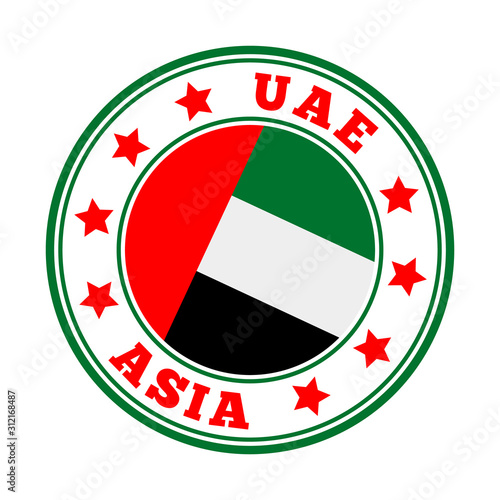 UAE sign with flag logo. Vector illustration.