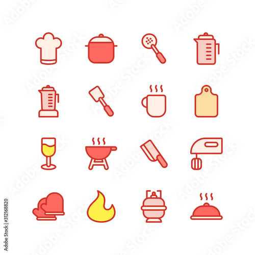 Kitchen set icon template color editable. Kitchen pack warning symbol vector sign isolated on white background illustration for graphic and web design.
