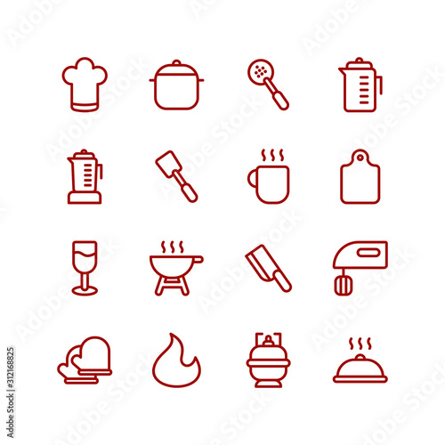 Kitchen set icon template color editable. Kitchen pack warning symbol vector sign isolated on white background illustration for graphic and web design.