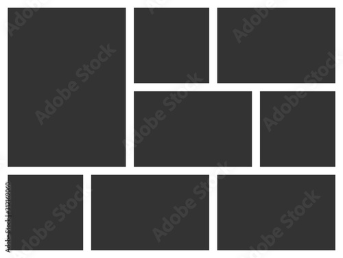 Collage frames layout for photo. 8 parts. Vector photo collage template for  images montage. Stock Vector | Adobe Stock