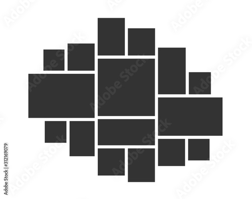 Templates collage 16 frames photos parts. Vector poster frame mockup. Sixteen photos.