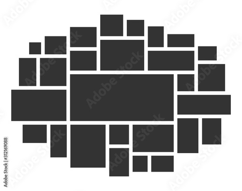Photo collage composition template for interior design. 28 parts frame. Vector collage layout.
