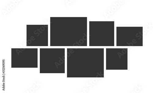 Photo collage layout. Vector template for interior design and photo montage. Wall photo gallery composition.