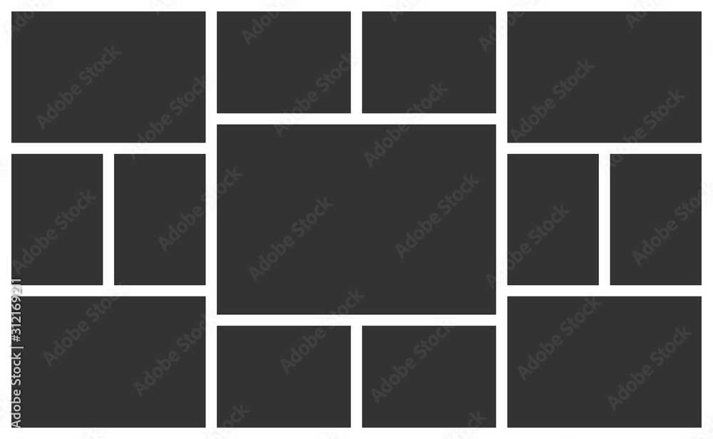 Collage frames layout for photo. Vector frame of 13 parts photos. Template for interior design. Collage frames layout for photo. Vector frame of 13 parts photos. Template for interior design.