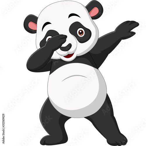 Cute panda cartoon in dabbing pose