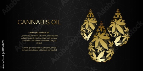  Cannabis droplet with cannabis leaves vector background.Cannabis oil illustration