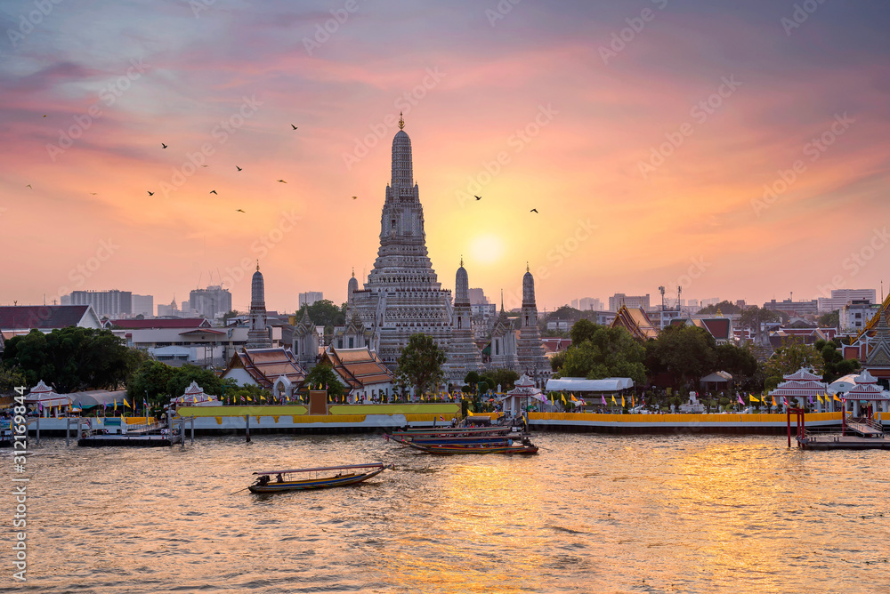 sunset warmlight Thai temple named 