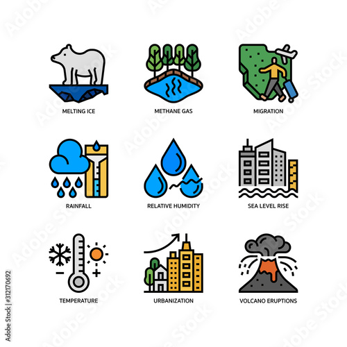 Climate Change icons set
