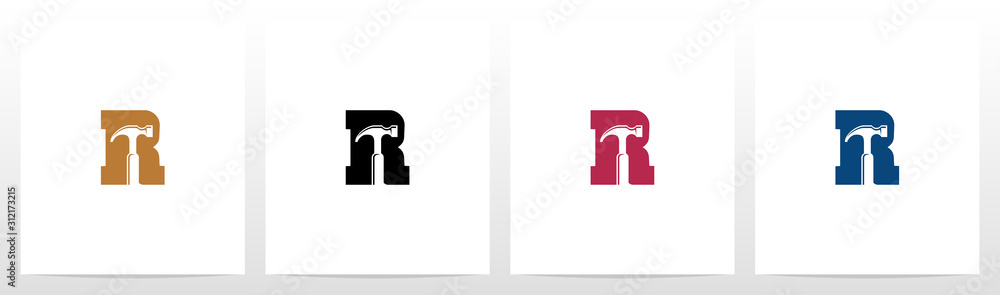 Hammer Tools On Letter Logo Design R