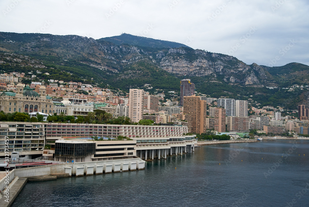 View of Monaco hillside condos and homes from the harbor