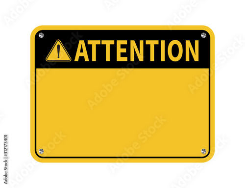 Attention sign. Blank sign isolated on white background. Vector illustration.