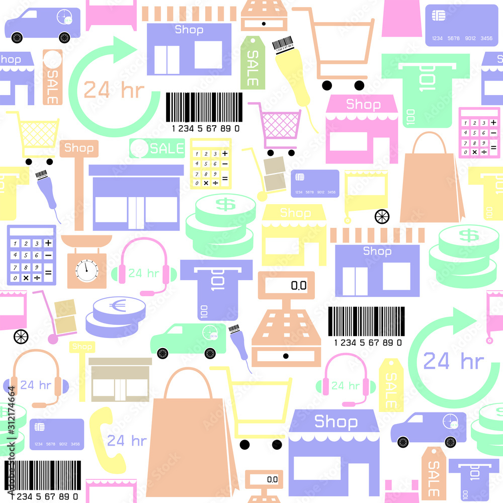 retail seamless pattern background icon.