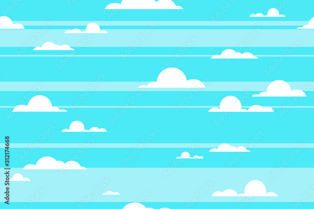 Fototapeta seamless pattern with clouds on a blue background. vector