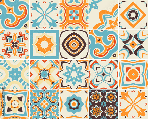 seamless pattern with the style of the Portuguese Azulejos tiles. vector