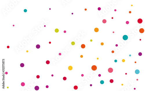 Color Invitation Round Pattern. White Celebration Dot Design. FallingFestive Card. Decoration Green Background.