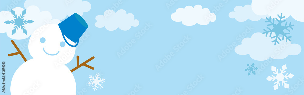 可愛い雪だるまと冬の風景3x100バナーサイズ Stock Vector Adobe Stock