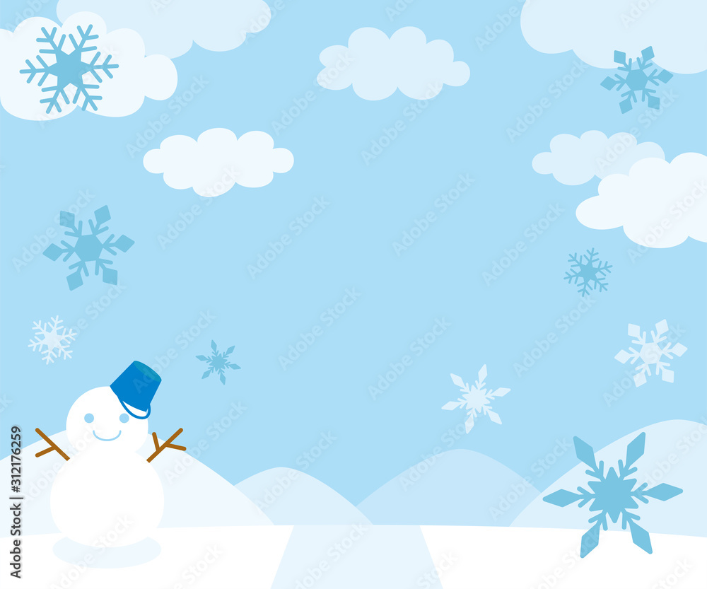 可愛い雪だるまと冬の風景300x250バナーサイズ Stock Vector Adobe Stock