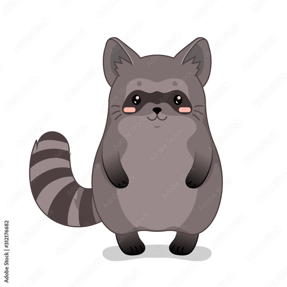 Childish vector illustration with cute racoon. Childish vector illustration with cute racoon.