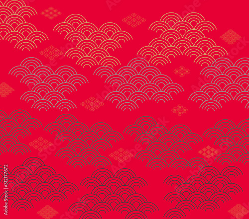 seamless pattern with waves Red
