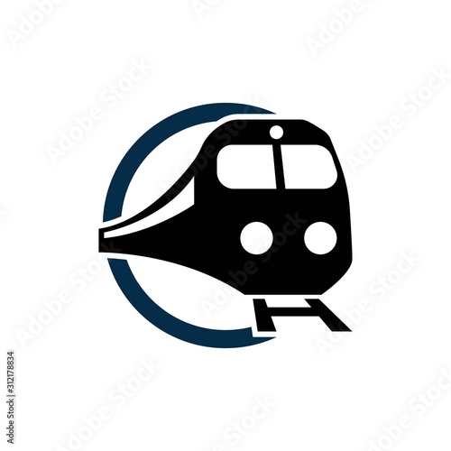 Train on rail logo design icon vector